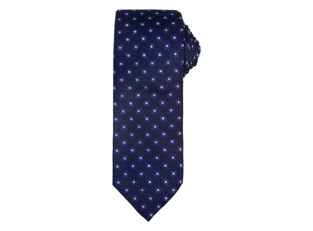 Santi silkeslips+lommetørkle mønstert sett hengende blå 