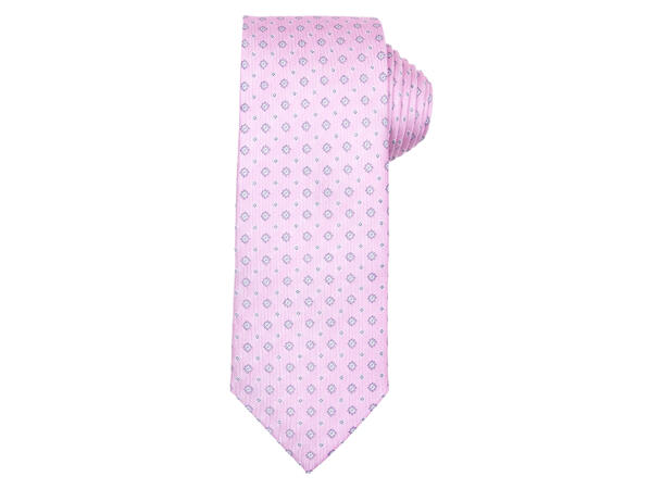 Santi silkeslips+lommetørkle mønstret sett hengende rosa 