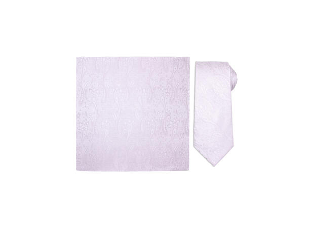 Santi silkeslips+lommetørkle paisley sett hengende sølv 