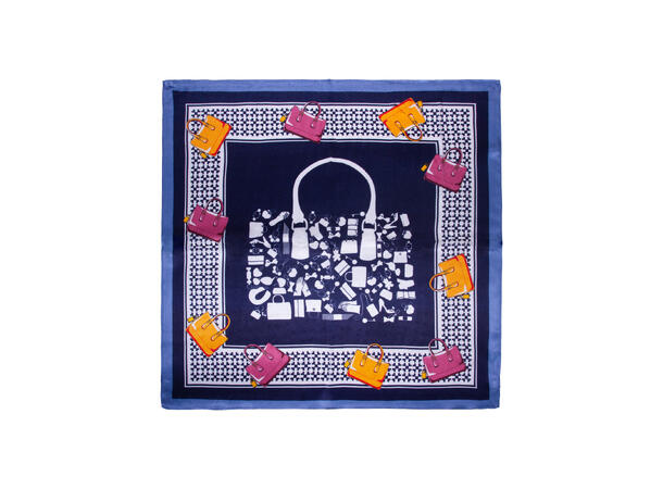 Skjerf "veske"  SILKE 70x70 navy 