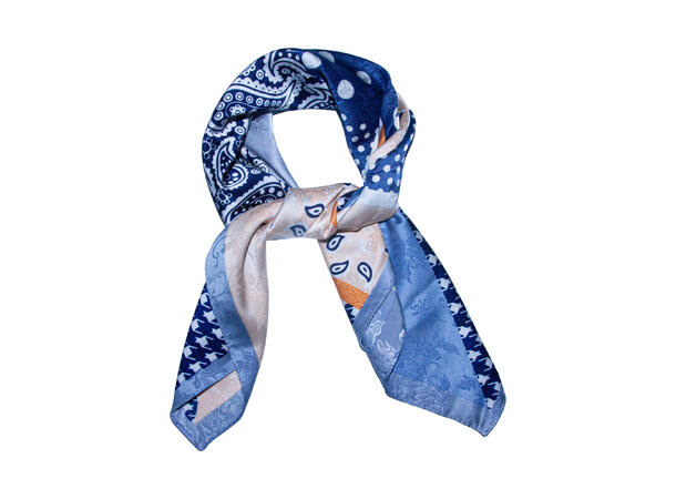 Skjerf blokk-mønster 70x70 blå 