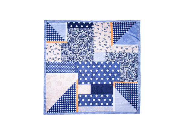 Skjerf blokk-mønster 70x70 blå 