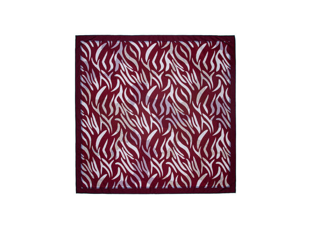 Skjerf dobbelprint blomst/dyreprint* 70x70cm vinrød 