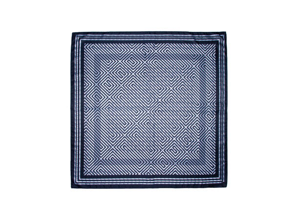 Skjerf dobbeltside mønstert 70x70 sort 