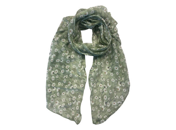 Skjerf m/blomsterhav 70x150 grønn 