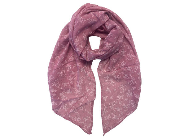 Skjerf m/delikate blomster 70x150 rosa 