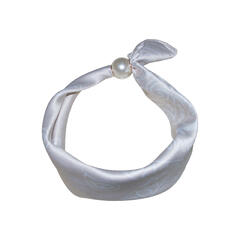 Skjerf m/paisley liten m/perle beige