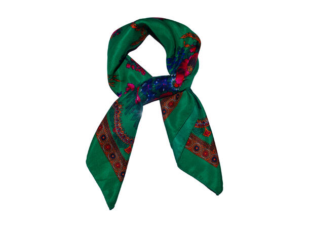 Skjerf m/store blomster 70x70 grønn 