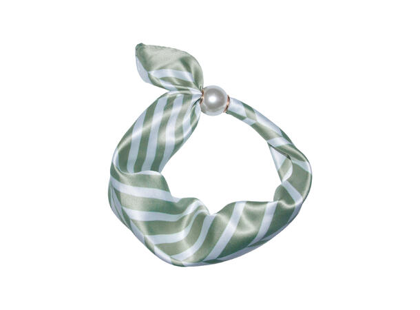 Skjerf m/striper 70x70 m/perle grønn 