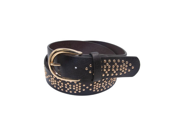 Dame belte m/ gull spenne og strass brun 