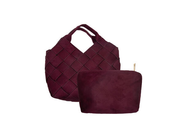 Håndveske "flettet" velvet plumme 