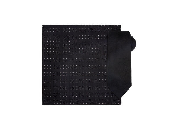 Santi 8cm silkeslips+lommetørkle paisley sett hengende sort 