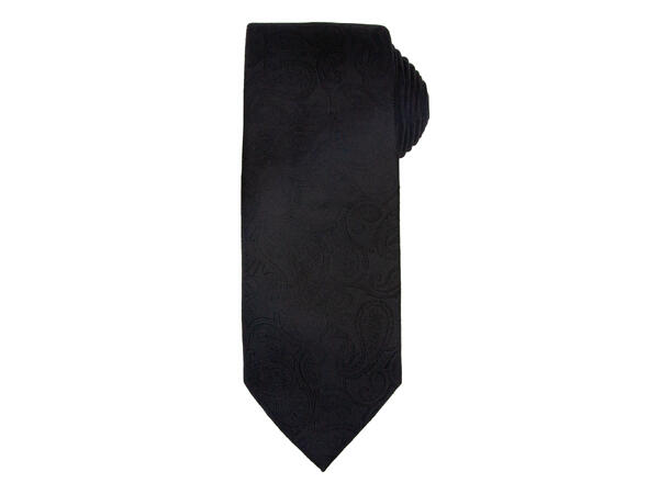 Santi 8cm silkeslips+lommetørkle paisley sett hengende sort 