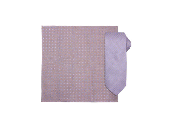 Santi silkeslips+lommetørkle "linenlook" sett hengende beige 