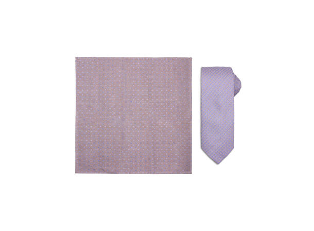 Santi silkeslips+lommetørkle "linenlook" sett hengende beige 