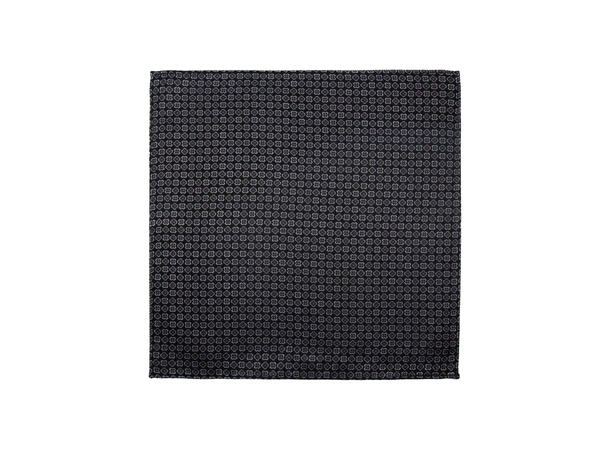 Santi silkeslips+lommetørkle mønstert sett hengende grå/sort 