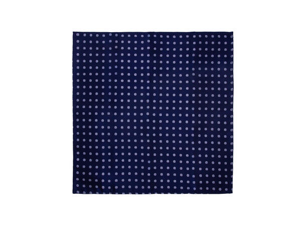 Santi silkeslips+lommetørkle mønstert sett hengende navy 