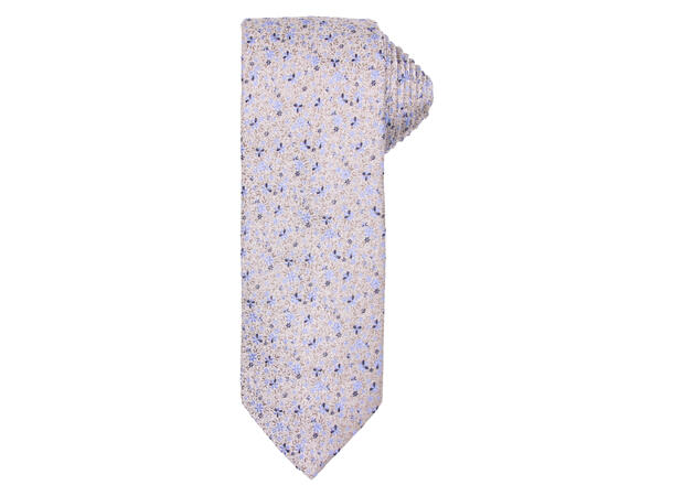Santi silkeslips+lommetørkle mønstert sett hengende beige 