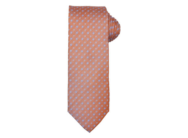 Santi silkeslips+lommetørkle mønstret* sett hengende oransje 