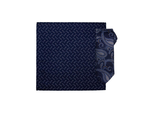 Santi silkeslips+lommetørkle mønstret* sett hengende navy 