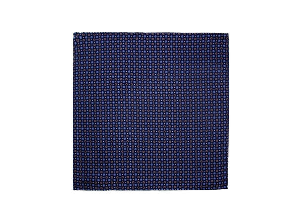 Santi silkeslips+lommetørkle mønstret sett hengende blå 