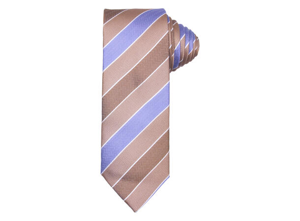 Santi silkeslips+lommetørkle mønstret sett hengende beige 