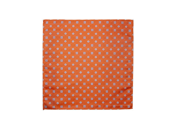 Santi silkeslips+lommetørkle mønstret sett hengende orange 