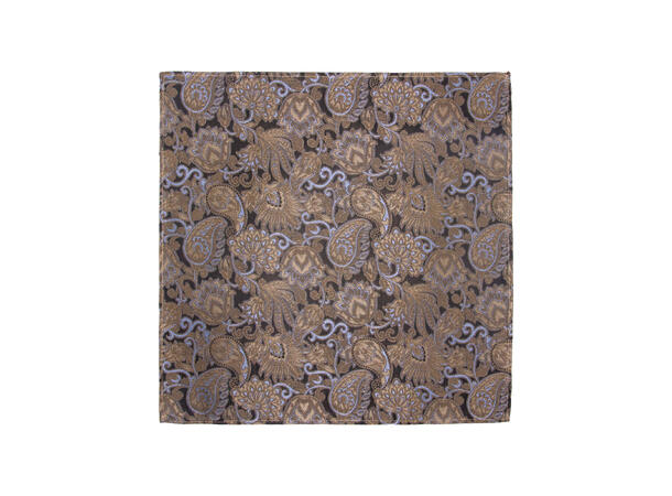 Santi silkeslips+lommetørkle mønstret sett hengende beige 