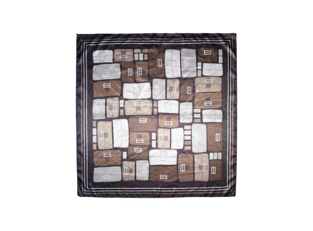 Skjerf "vesker" 70x70 brun 