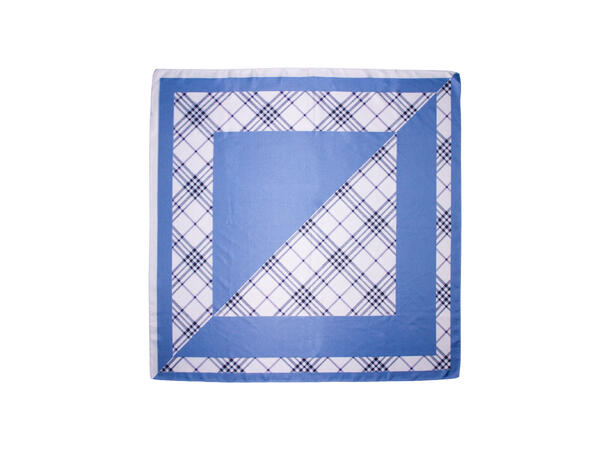 Skjerf dobbeltside rutet 70x70 blå 