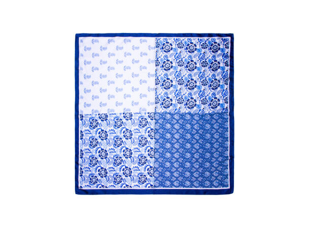 Skjerf flermønstret 70x70cm blå 