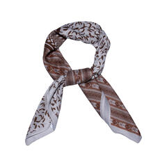 Skjerf halvprint 68x68cm beige