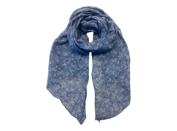 Skjerf m/delikate blomster 70x150 blå 