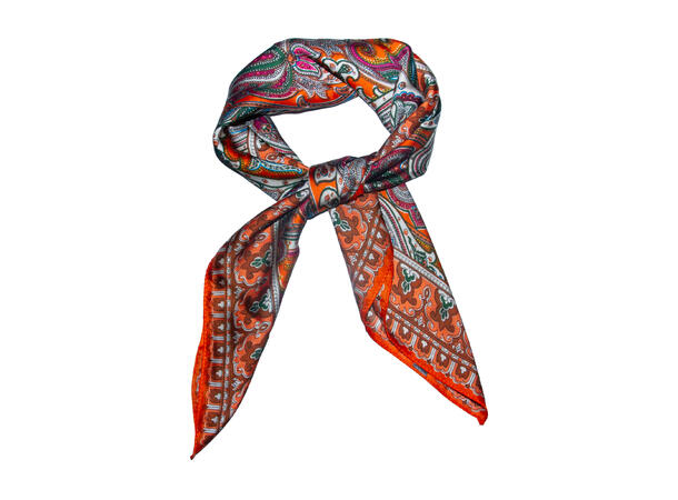 Skjerf paisley 70x70 oransje 