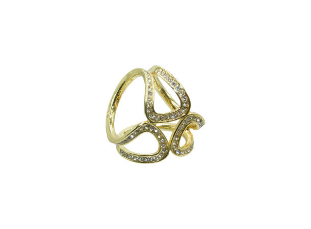 Skjerf ring "3 huller m/strass" gull* 