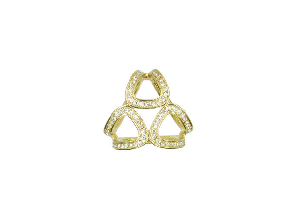 Skjerf ring "3 huller m/strass" gull* 
