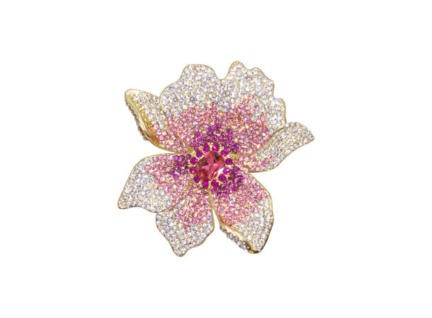 Brosje stor blomst rosa 