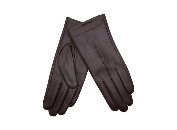 Dame hanske m/enkel syning brun Høst26 