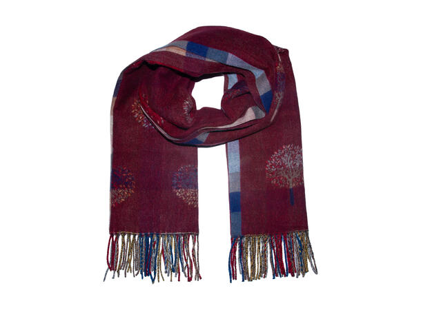 Dame skjerf m/tre 65x185 vinrød Høst26 