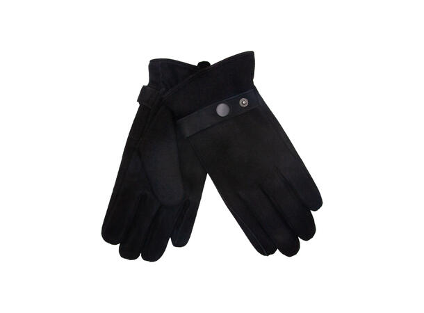 Herre hanske m/dobbelside skinn og ull Høst26 sort m/grå ull 