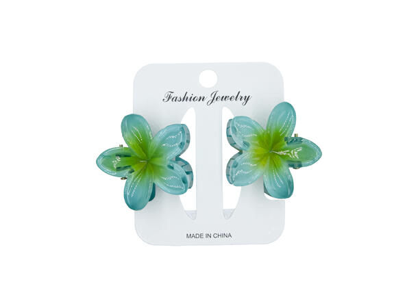 Hårklype blomst 2-farget små turquiose 2-pack 
