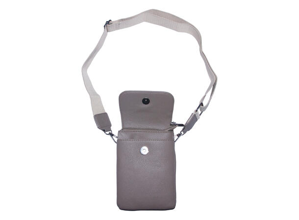 Mobilveske sølv m/offwite strap taupe 