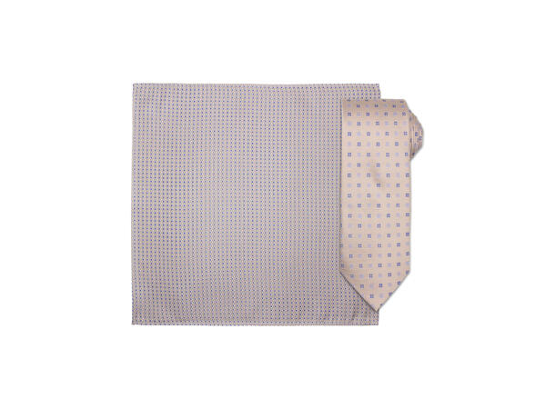 Santi silkeslips+lommetørkle mønstret* sett hengende beige 