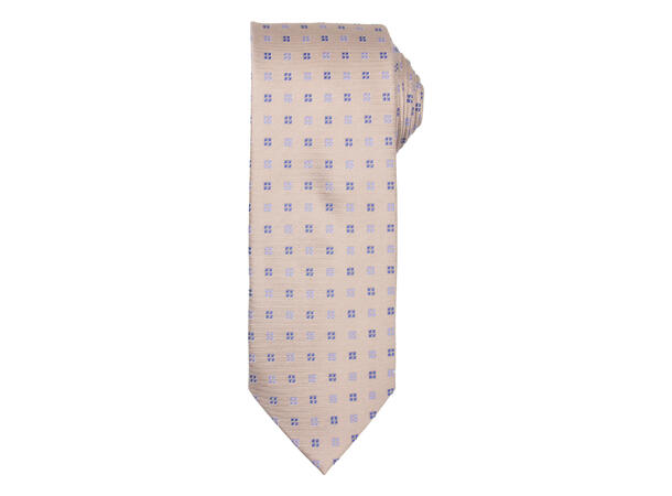 Santi silkeslips+lommetørkle mønstret* sett hengende beige 