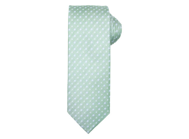 Santi silkeslips+lommetørkle mønstret sett hengende grønn 