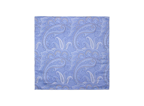 Santi silkeslips+lommetørkle mønstret sett hengende lys blå 