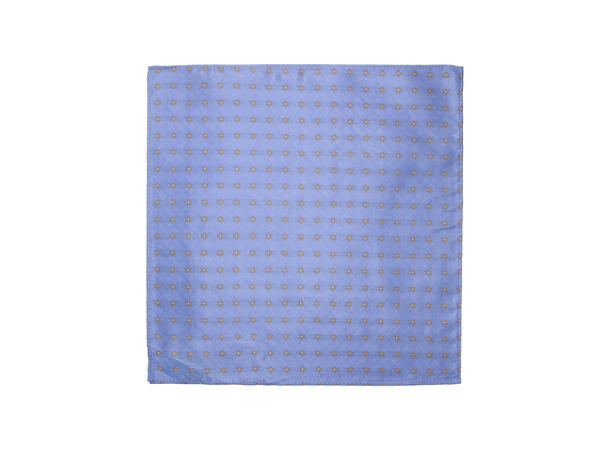 Santi silkeslips+lommetørkle mønstret sett hengende lys blå 