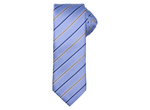 Santi silkeslips+lommetørkle mønstret sett hengende lys blå 