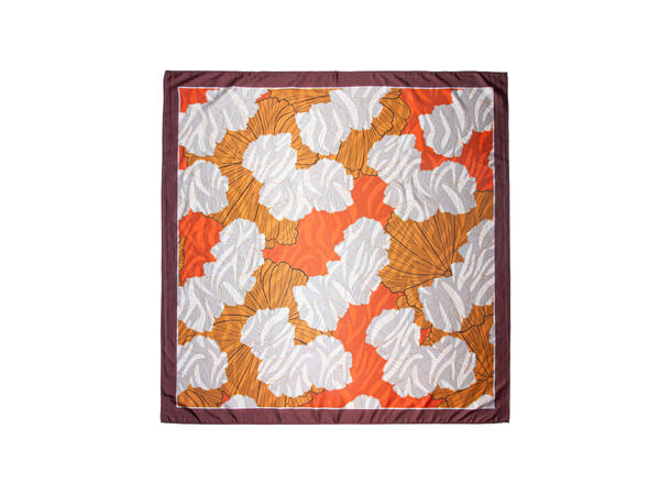 Skjerf dobbelprint blomst/dyreprint 70x70cm orange 