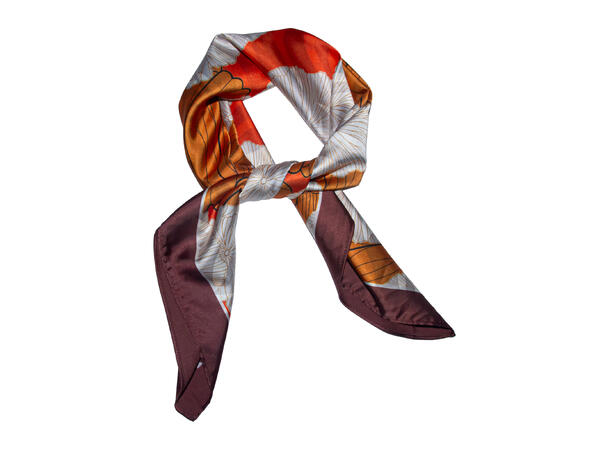 Skjerf dobbelprint blomst/dyreprint* 70x70cm orange 